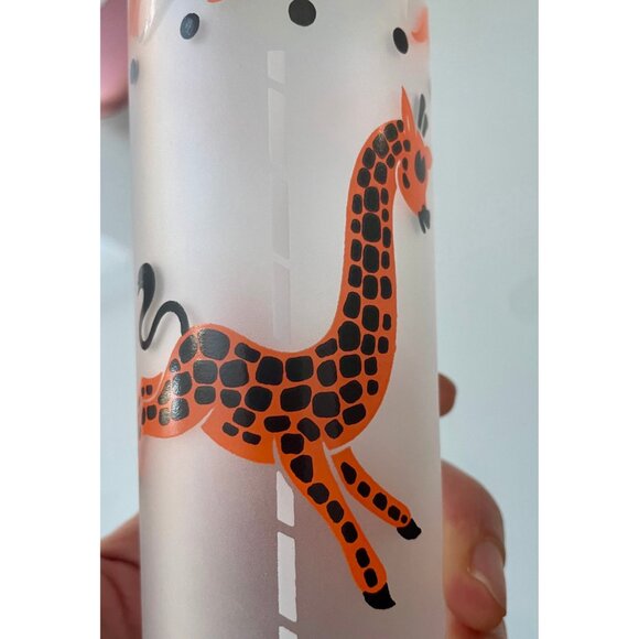 Libby CAROUSEL Glasses, (2) Merry-go-round Frosted Glasses with Giraffe,  Zebra - Picture 4 of 9